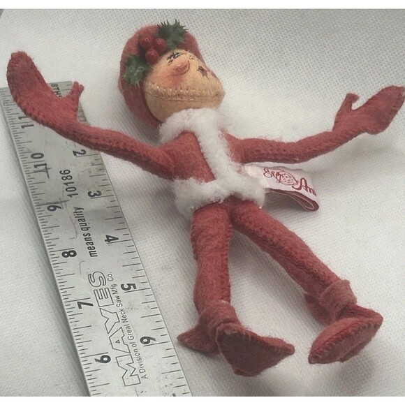 Vintage Annalee Doll Elf Christmas Red 1991 Original Shelf Sitter Mischievous - Picture 4 of 5
